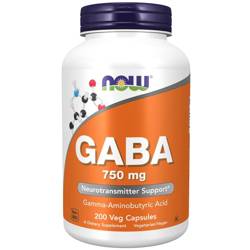 Now Foods GABA (Kyselina Gama Aminomáselná) 750 mg 200 kapslí