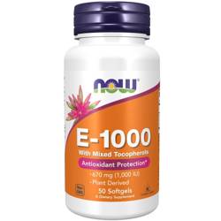 Now Foods Vitamín E-1000 (směs tokoferolů) 50 kapslí
