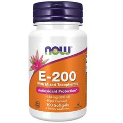 Now Foods Vitamín E-200 (směs tokoferolů) 100 kapslí