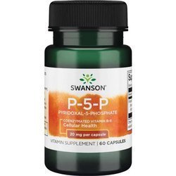 Swanson Vitamín B6 P-5-P 20 mg 60 kapslí