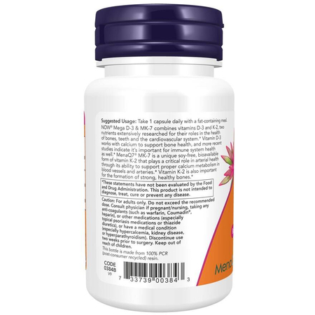 Now Foods Mega D-3 5000 iu MK-7 180 mcg 60 veg kapslí