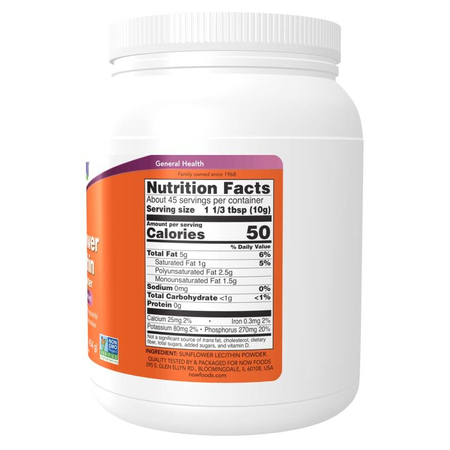 Now Foods Slunečnicový Lecitin 100% Pudr 454 g