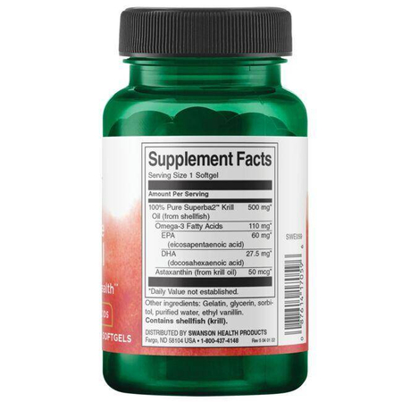 Swanson Krillový Olej (Krill Oil) 500 mg 60 kapslí