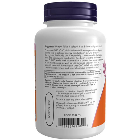 Now Foods Koenzym Q10 600 mg Maximum Strength 60 kapslí