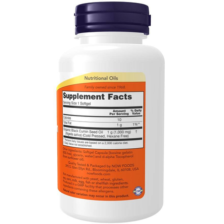 Now Foods Black Cumin Seed Oil 1000 mg 60 kapslí
