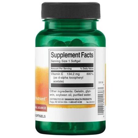 Swanson Vitamín E Přírodní 200 iu 100 kapslí