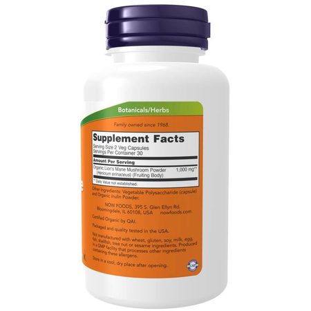 Now Foods Lion's Mane 500 mg 60 kapslí