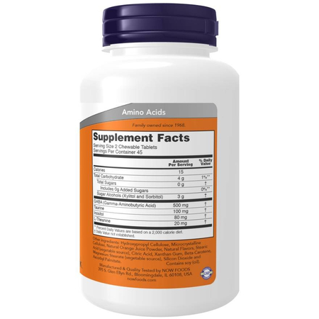Now Foods GABA (Kyselina Gama Aminomáselná) 250 mg 90 cucací tablety