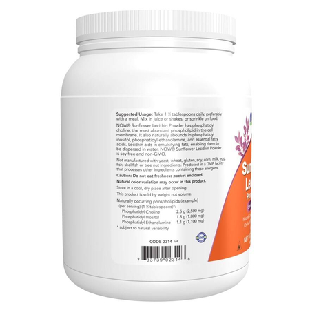 Now Foods Slunečnicový Lecitin 100% Pudr 454 g