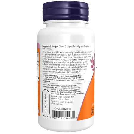 Now Foods Kyselina Alfa Lipoová 600 mg Extra Strength 120 kapslí