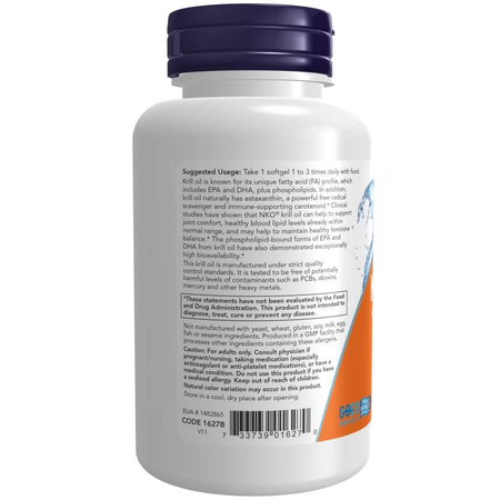 Now Foods Krill 1000, Double Strength 1000 mg 120 kapslí