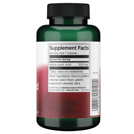 Swanson Kyselina Alfa Lipoová 300 mg 120 kapslí