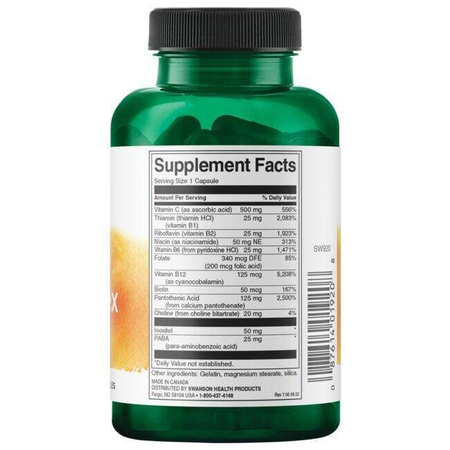 Swanson Super Stress B Complex s Vitaminem C 100 kapslí