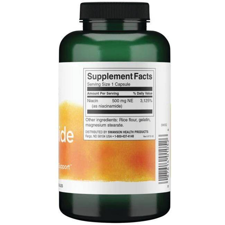 Swanson Niacin (Niacinamid) 500 mg 250 kapslí