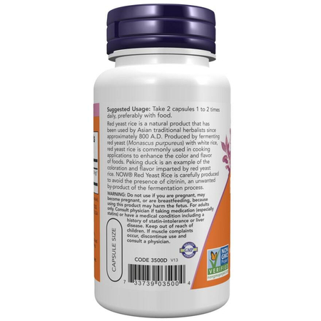 Now Foods Červená Rýže (Red Yeast Rice) 600 mg 120 kapslí