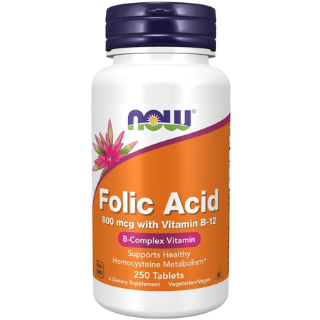 Now Foods Kyselina Listová 800 mcg 250 tablet