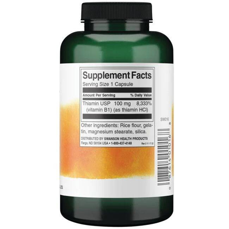 Swanson Vitamín B1 (Thiamin) 100 mg 250 kapslí