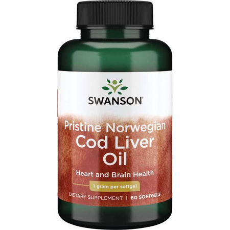 Swanson Olej z Tresčích jater (Norwegian Cod Liver Oil) 1000 mg 60 kapslí