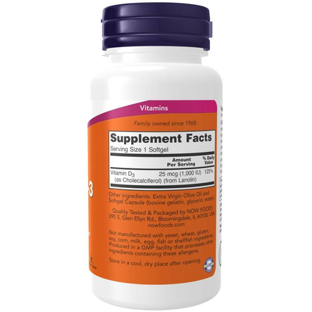 Now Foods Vitamín D3 1000 iu 360 kapslí