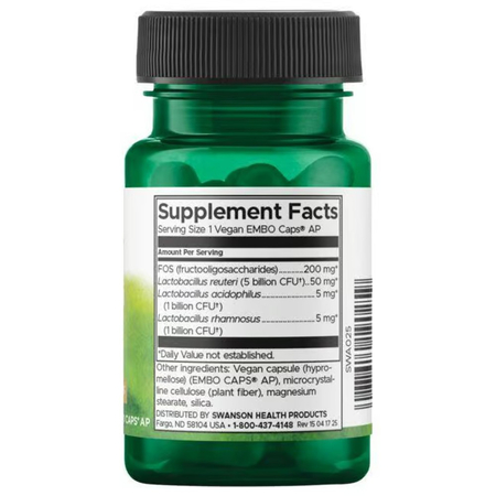 Swanson Probiotyk L. Reuteri Plus s L. Rhamnosus, L. Acidophilus a FOS 30 kapslí