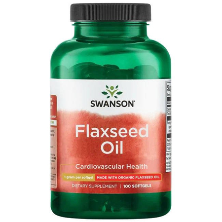 Swanson Olej Lněný (Flaxseed Oil) 1000 mg 100 kapslí