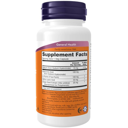 Now Foods Hyaluronic Acid 100 mg Double Strength 120 kapslí