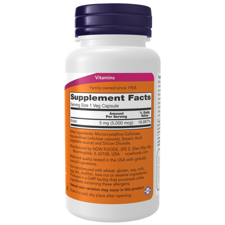 Now Foods Biotin 5000 mcg 60 veg kapslí
