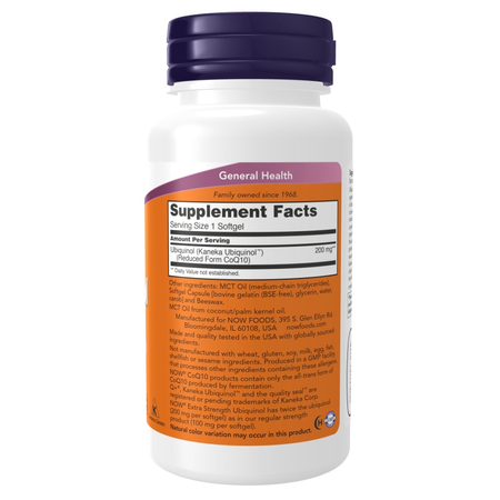 Now Foods Ubiquinol 200 mg Extra Strength 60 kapslí