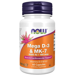 Now Foods Mega D-3 5000 iu MK-7 180 mcg 60 veg kapslí