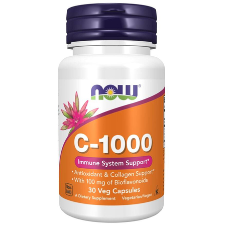 Now Foods Vitamín C 1000 mg Bioflavonoidy a Rutin 30 veg kapslí