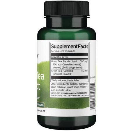 Swanson Zelený čaj (Green Tea) Extract 500 mg 60 kapslí