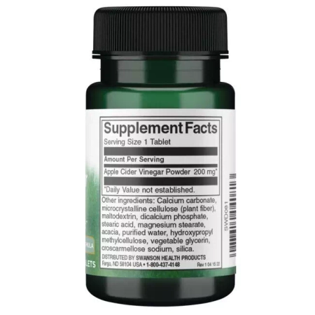 Swanson Jablečný Ocet (Apple Cider Vinegar) Double Strength 200 mg 120 tablet
