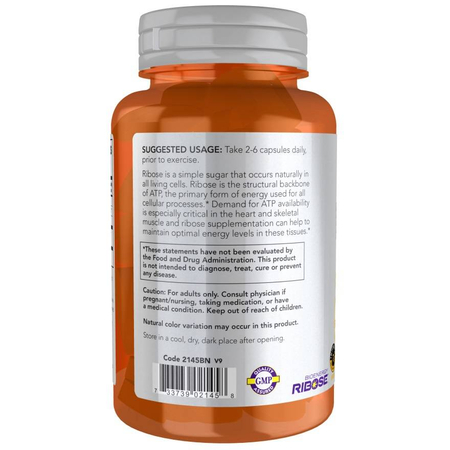 Now Foods D-Ribóza (D-Ribose) 750 mg 120 veg kapsli