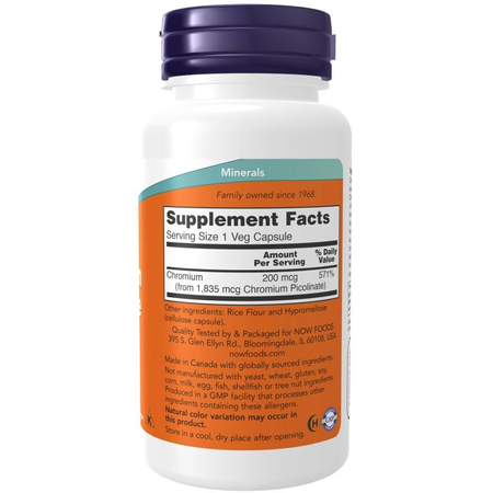 Now Foods Chromium Picolinate 200 mcg 100 kapslí